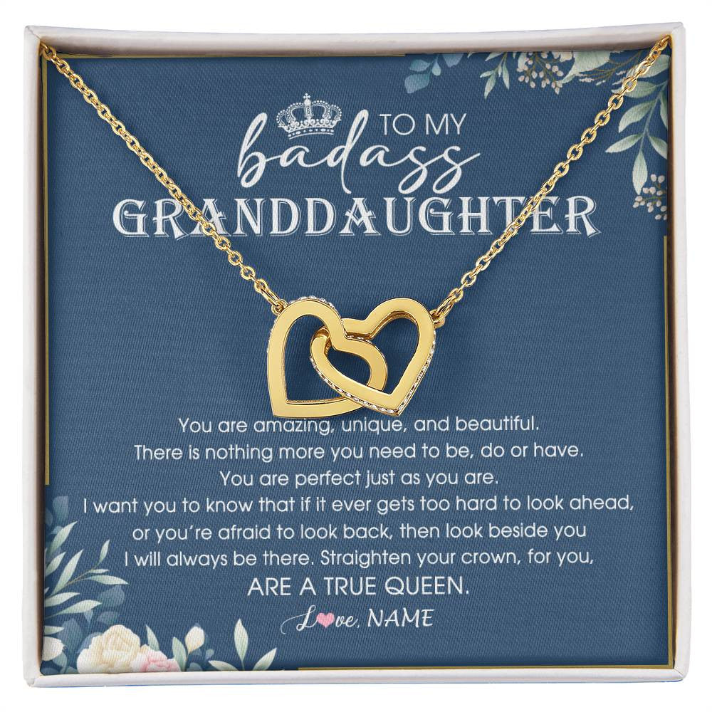 Personalized To My Granddaughter Necklace From Grandma Straighten Your Crown Queen Granddaughter Jewelry Birthday Christmas Customized Gift Box Message Card