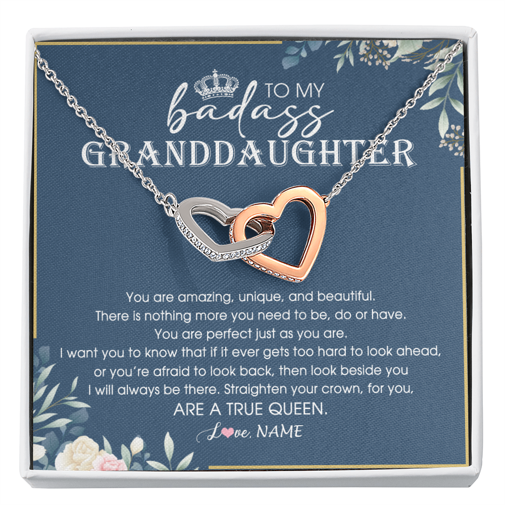 Personalized To My Granddaughter Necklace From Grandma Straighten Your Crown Queen Granddaughter Jewelry Birthday Christmas Customized Gift Box Message Card