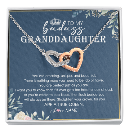 Personalized To My Granddaughter Necklace From Grandma Straighten Your Crown Queen Granddaughter Jewelry Birthday Christmas Customized Gift Box Message Card