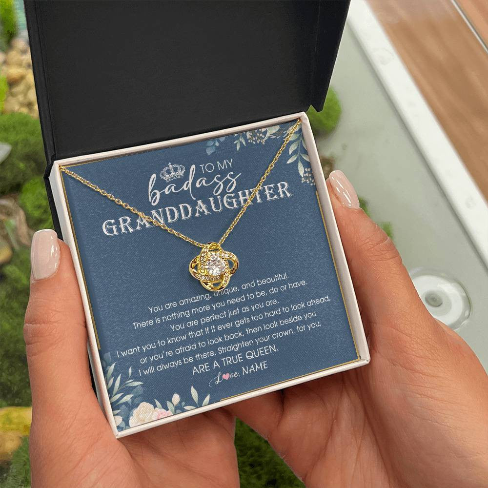Personalized To My Granddaughter Necklace From Grandma Straighten Your Crown Queen Granddaughter Jewelry Birthday Christmas Customized Gift Box Message Card