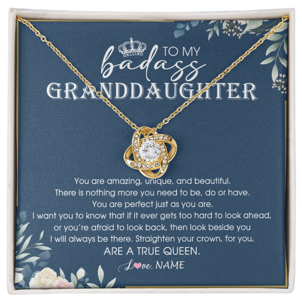 Personalized To My Granddaughter Necklace From Grandma Straighten Your Crown Queen Granddaughter Jewelry Birthday Christmas Customized Gift Box Message Card