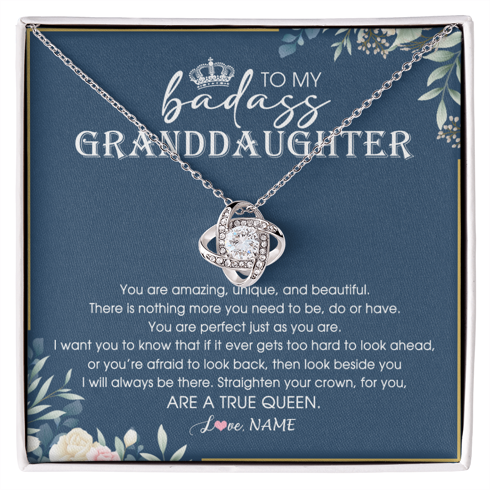 Personalized To My Granddaughter Necklace From Grandma Straighten Your Crown Queen Granddaughter Jewelry Birthday Christmas Customized Gift Box Message Card