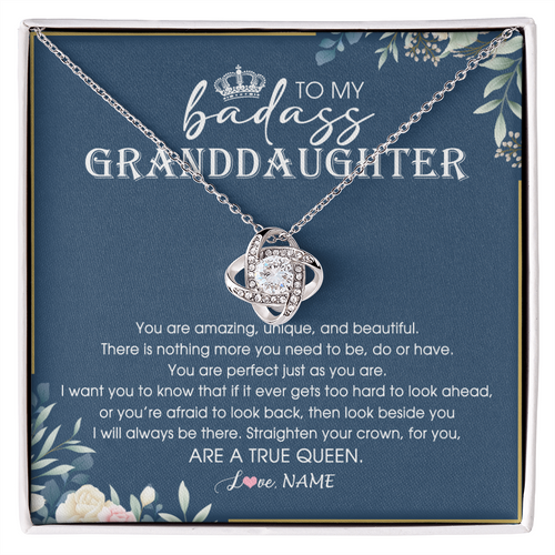 Personalized To My Granddaughter Necklace From Grandma Straighten Your Crown Queen Granddaughter Jewelry Birthday Christmas Customized Gift Box Message Card