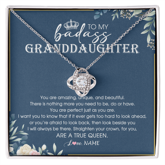 Personalized To My Granddaughter Necklace From Grandma Straighten Your Crown Queen Granddaughter Jewelry Birthday Christmas Customized Gift Box Message Card
