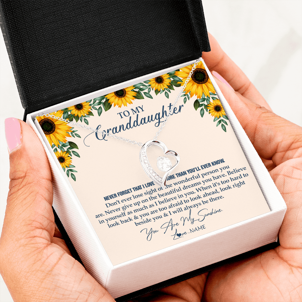 Personalized To My Granddaughter Necklace From Grandma Sunflower You Are My Sunshine Granddaughter Jewelry Graduation Birthday Customized Gift Box Message Card
