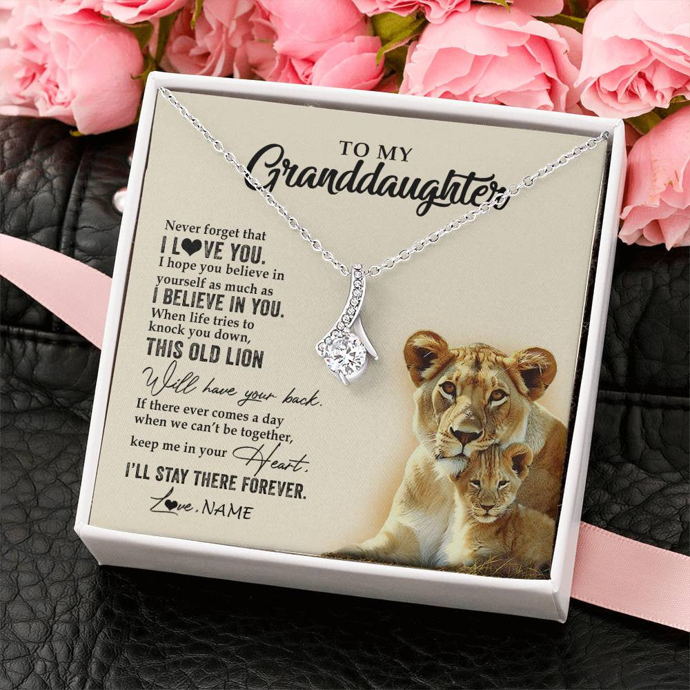 Personalized To My Granddaughter Necklace From Grandma This Old Lion Never Forget I Love You Jewelry Birthday Christmas Customized Gift Box Message Card