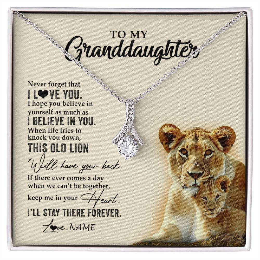 Personalized To My Granddaughter Necklace From Grandma This Old Lion Never Forget I Love You Jewelry Birthday Christmas Customized Gift Box Message Card