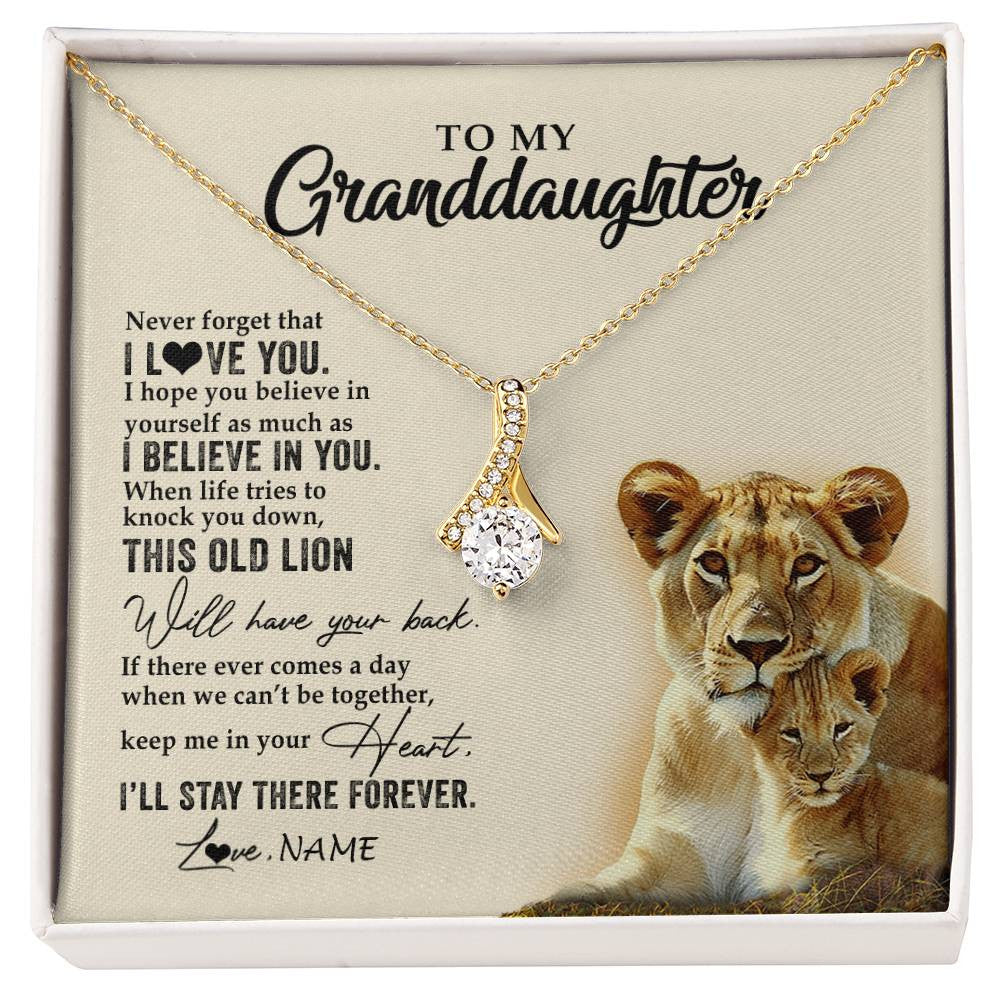 Personalized To My Granddaughter Necklace From Grandma This Old Lion Never Forget I Love You Jewelry Birthday Christmas Customized Gift Box Message Card