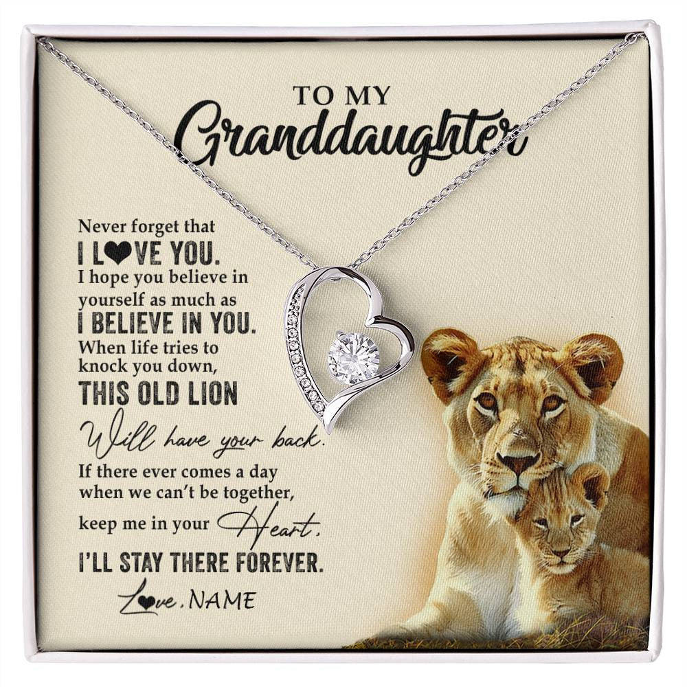 Personalized To My Granddaughter Necklace From Grandma This Old Lion Never Forget I Love You Jewelry Birthday Christmas Customized Gift Box Message Card