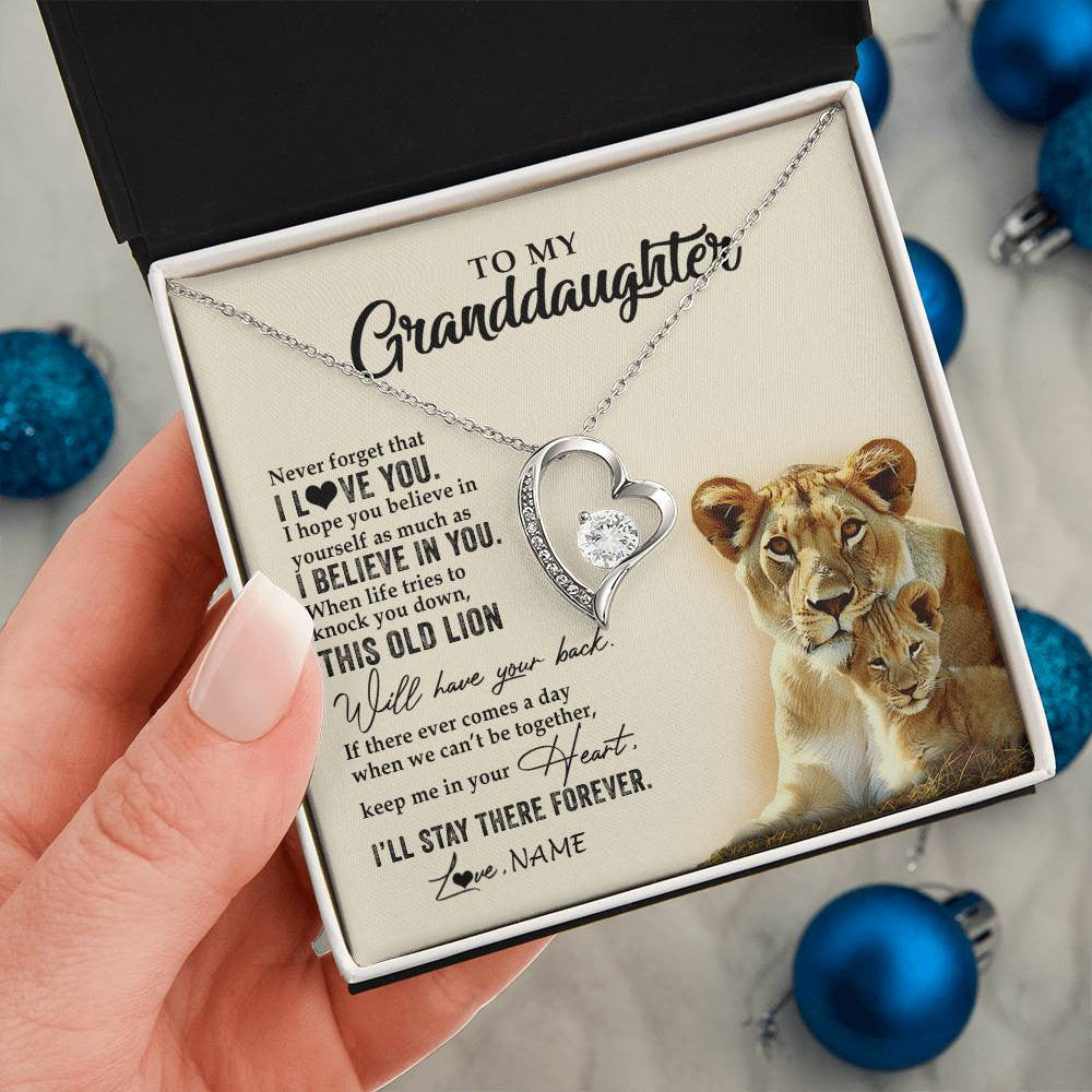 Personalized To My Granddaughter Necklace From Grandma This Old Lion Never Forget I Love You Jewelry Birthday Christmas Customized Gift Box Message Card