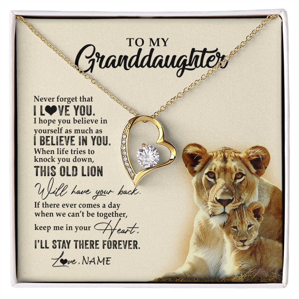 Personalized To My Granddaughter Necklace From Grandma This Old Lion Never Forget I Love You Jewelry Birthday Christmas Customized Gift Box Message Card