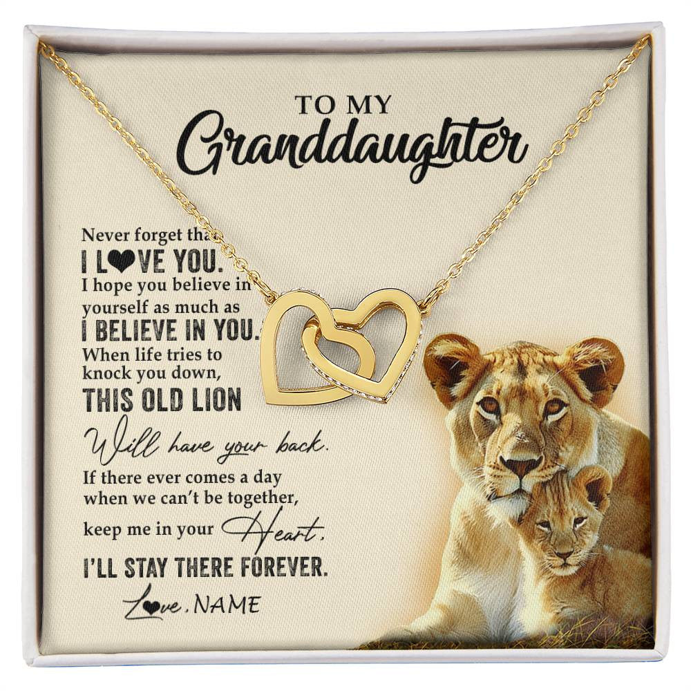 Personalized To My Granddaughter Necklace From Grandma This Old Lion Never Forget I Love You Jewelry Birthday Christmas Customized Gift Box Message Card