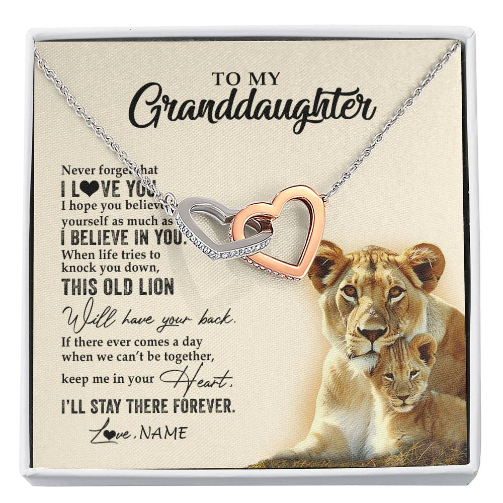 Personalized To My Granddaughter Necklace From Grandma This Old Lion Never Forget I Love You Jewelry Birthday Christmas Customized Gift Box Message Card