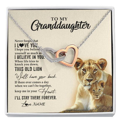 Personalized To My Granddaughter Necklace From Grandma This Old Lion Never Forget I Love You Jewelry Birthday Christmas Customized Gift Box Message Card