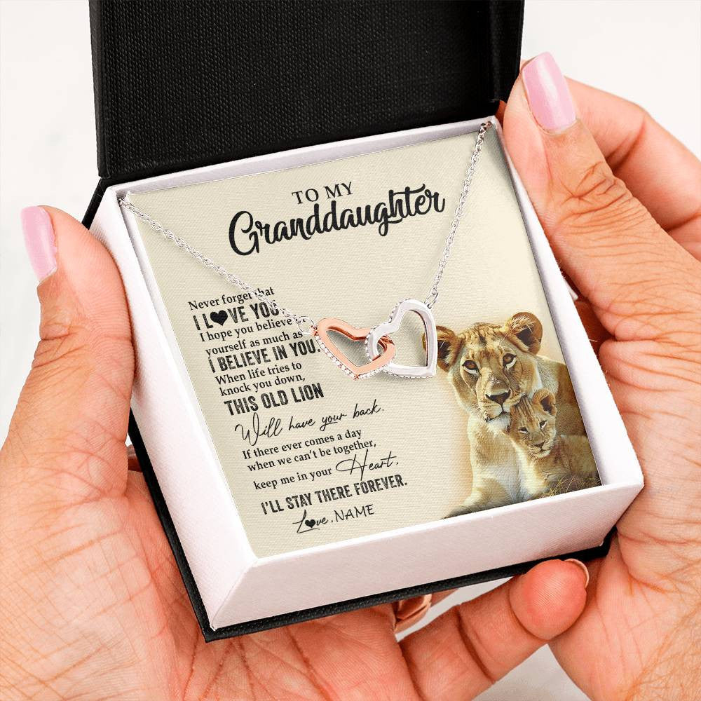 Personalized To My Granddaughter Necklace From Grandma This Old Lion Never Forget I Love You Jewelry Birthday Christmas Customized Gift Box Message Card