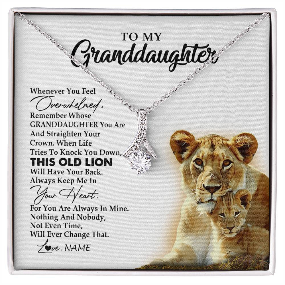 Personalized To My Granddaughter Necklace From Grandma Whenever You Feel Overwhelmed Lion Granddaughter Birthday Christmas Customized Gift Box Message Card