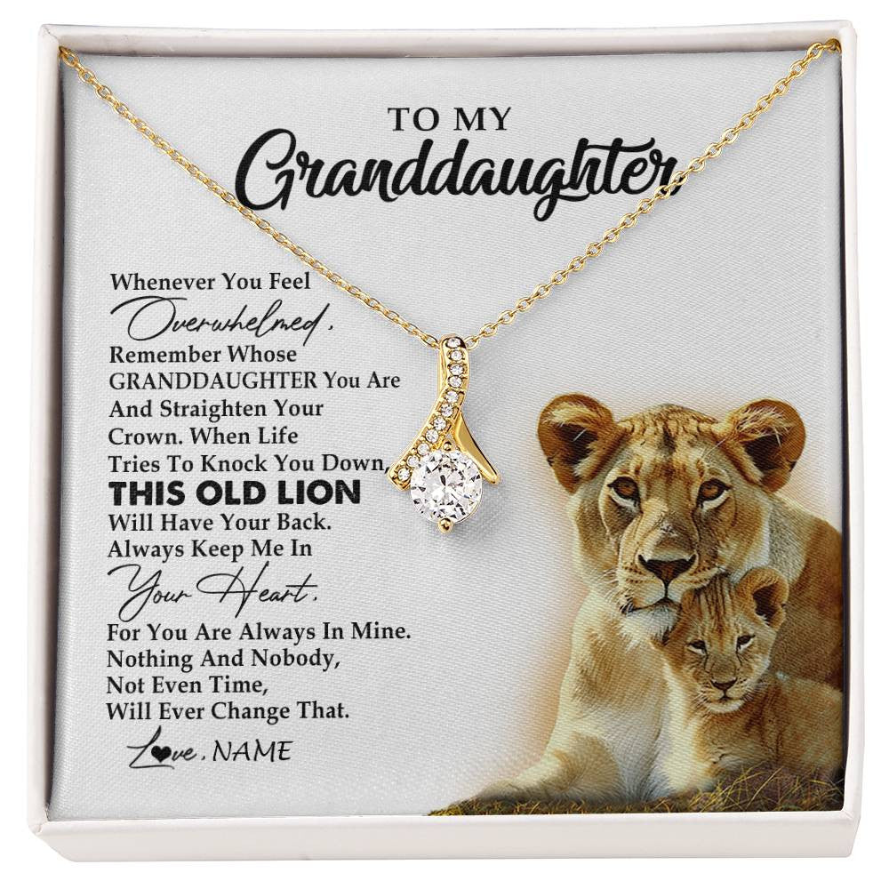 Personalized To My Granddaughter Necklace From Grandma Whenever You Feel Overwhelmed Lion Granddaughter Birthday Christmas Customized Gift Box Message Card