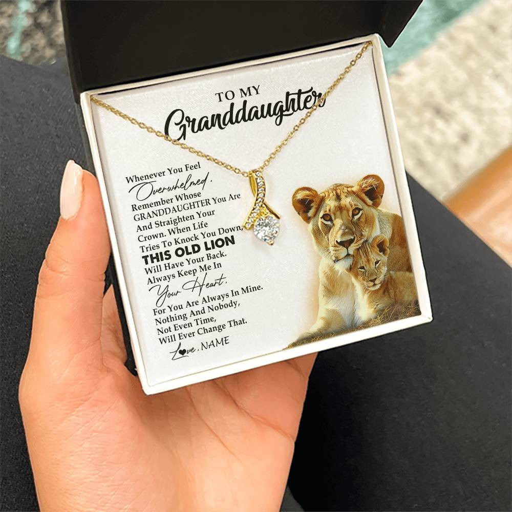 Personalized To My Granddaughter Necklace From Grandma Whenever You Feel Overwhelmed Lion Granddaughter Birthday Christmas Customized Gift Box Message Card