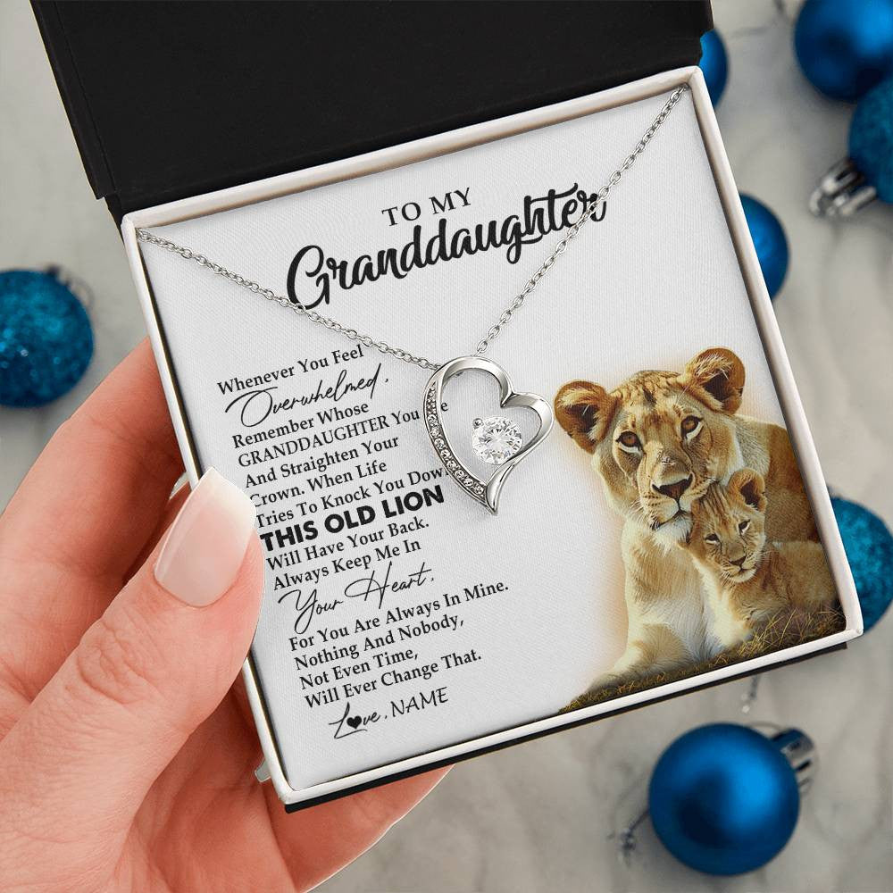 Personalized To My Granddaughter Necklace From Grandma Whenever You Feel Overwhelmed Lion Granddaughter Birthday Christmas Customized Gift Box Message Card