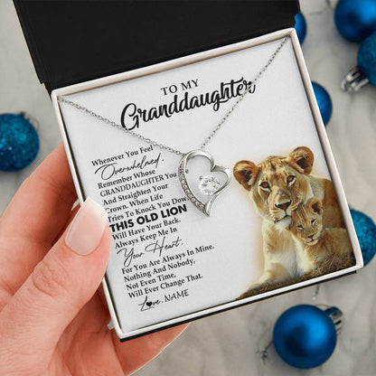 Personalized To My Granddaughter Necklace From Grandma Whenever You Feel Overwhelmed Lion Granddaughter Birthday Christmas Customized Gift Box Message Card
