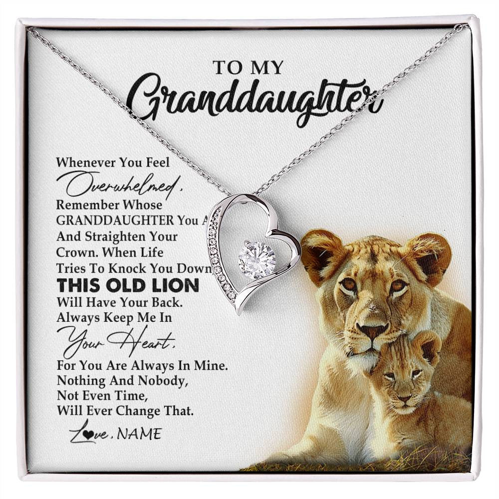 Personalized To My Granddaughter Necklace From Grandma Whenever You Feel Overwhelmed Lion Granddaughter Birthday Christmas Customized Gift Box Message Card