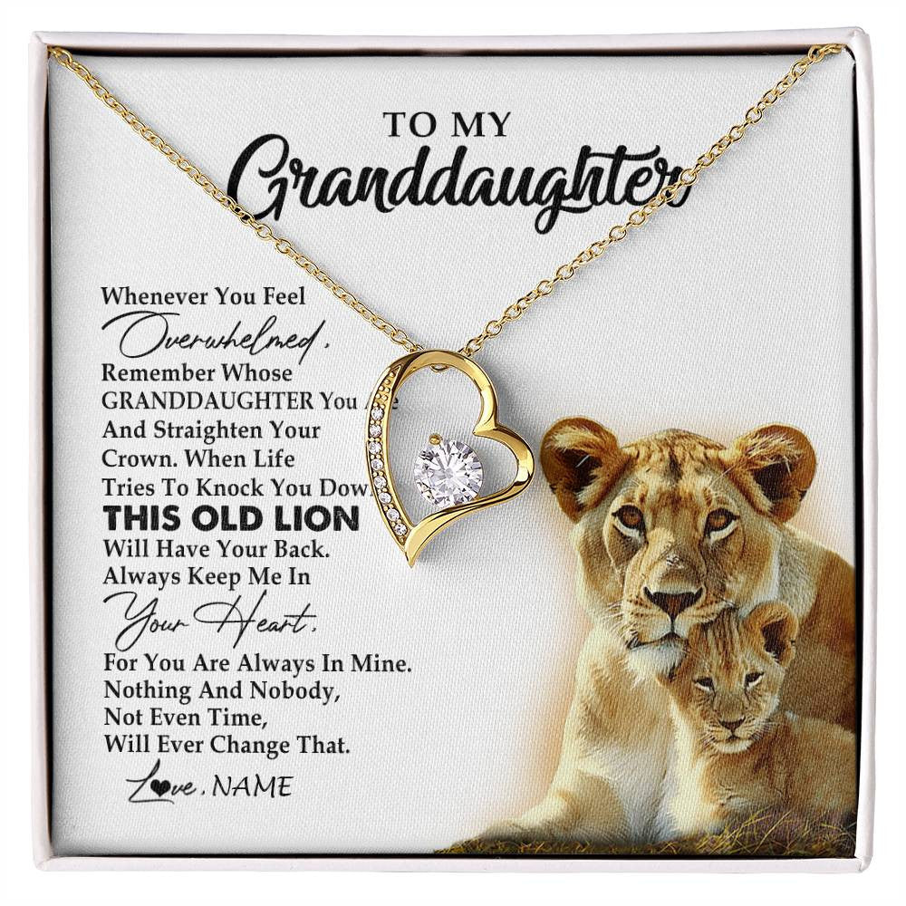 Personalized To My Granddaughter Necklace From Grandma Whenever You Feel Overwhelmed Lion Granddaughter Birthday Christmas Customized Gift Box Message Card