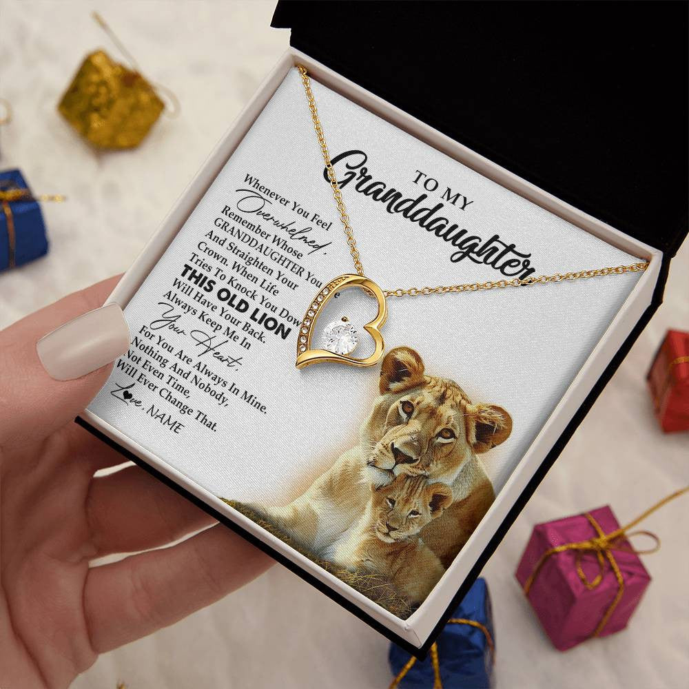Personalized To My Granddaughter Necklace From Grandma Whenever You Feel Overwhelmed Lion Granddaughter Birthday Christmas Customized Gift Box Message Card