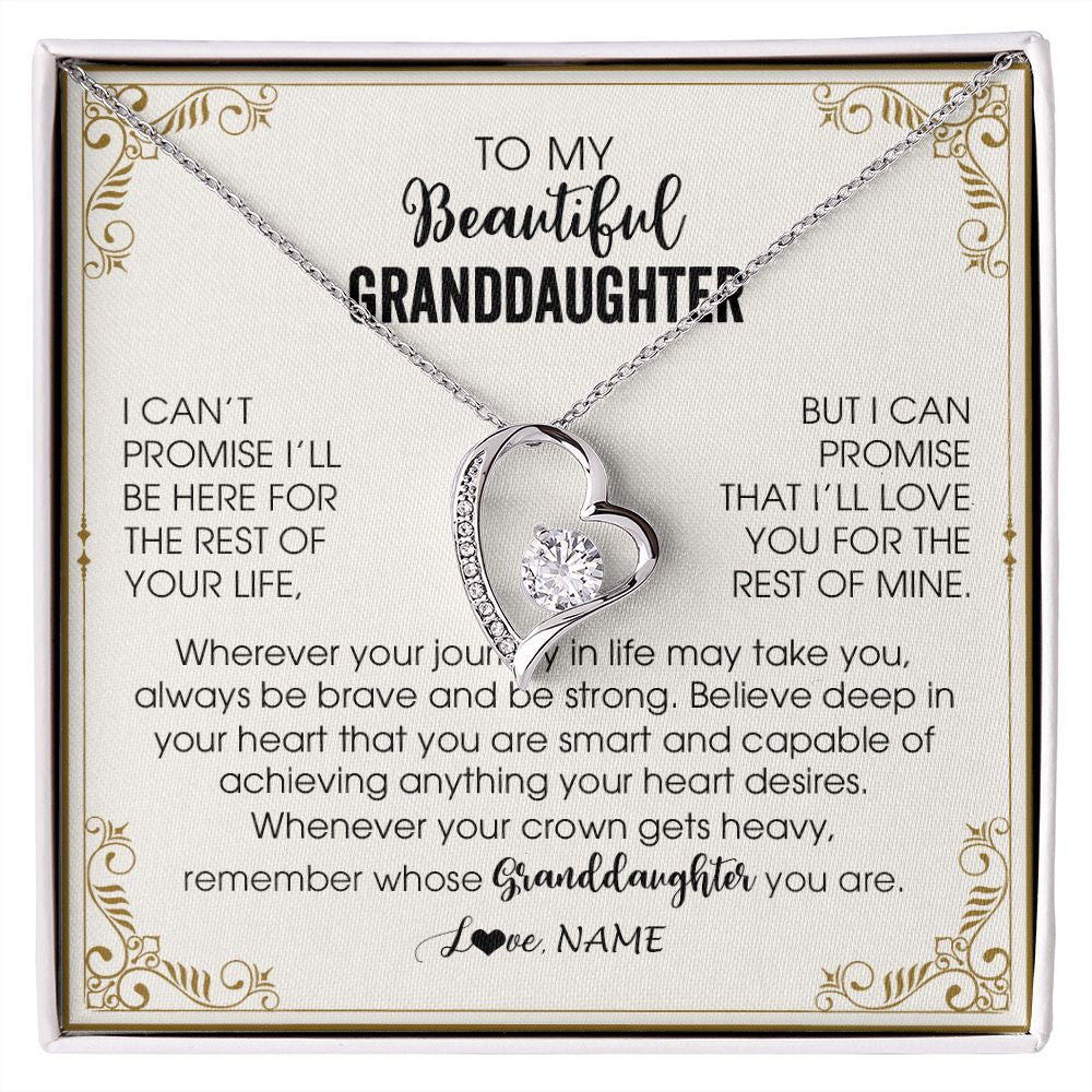 Personalized To My Granddaughter Necklace From Grandma Wherever Your Journey in Life There Birthday Graduation Christmas Customized Gift Box Message Card
