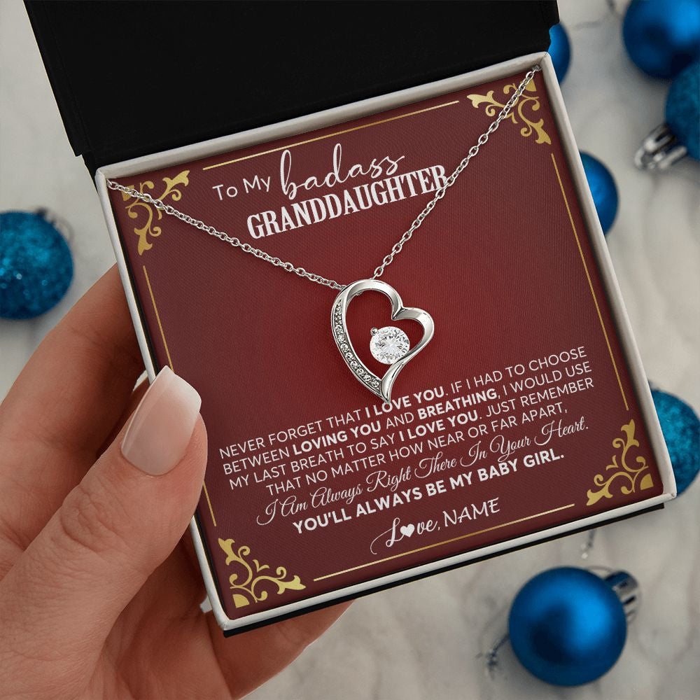Personalized To My Granddaughter Necklace From Grandma You'll Always Be My Granddaughter Birthday Christmas Customized Gift Box Message Card