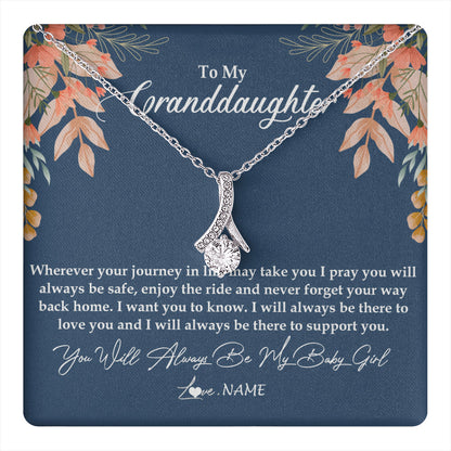 Personalized To My Granddaughter Necklace From Grandma You Will Always Be My Granddaughter Jewelry Birthday Christmas Customized Gift Box Message Card