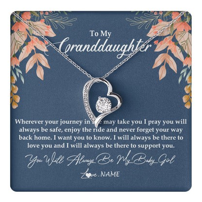 Personalized To My Granddaughter Necklace From Grandma You Will Always Be My Granddaughter Jewelry Birthday Christmas Customized Gift Box Message Card