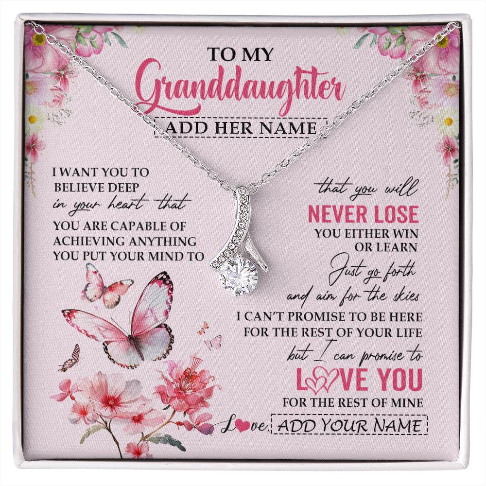 Personalized To My Granddaughter Necklace From Grandma You Will Never Lose Butterfly Granddaughter Birthday Gifts Graduation Christmas Gift Box Message Card