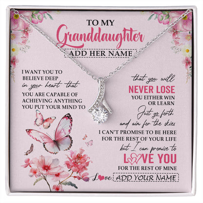 Personalized To My Granddaughter Necklace From Grandma You Will Never Lose Butterfly Granddaughter Birthday Gifts Graduation Christmas Gift Box Message Card