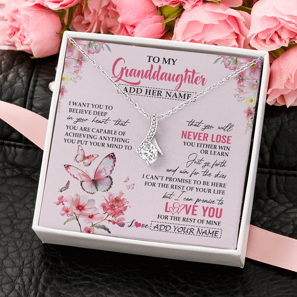 Personalized To My Granddaughter Necklace From Grandma You Will Never Lose Butterfly Granddaughter Birthday Gifts Graduation Christmas Gift Box Message Card