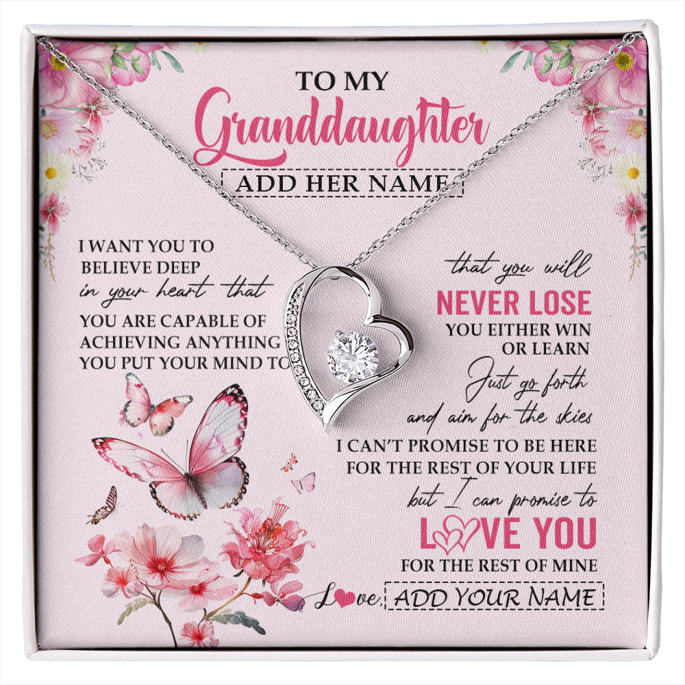 Personalized To My Granddaughter Necklace From Grandma You Will Never Lose Butterfly Granddaughter Birthday Gifts Graduation Christmas Gift Box Message Card