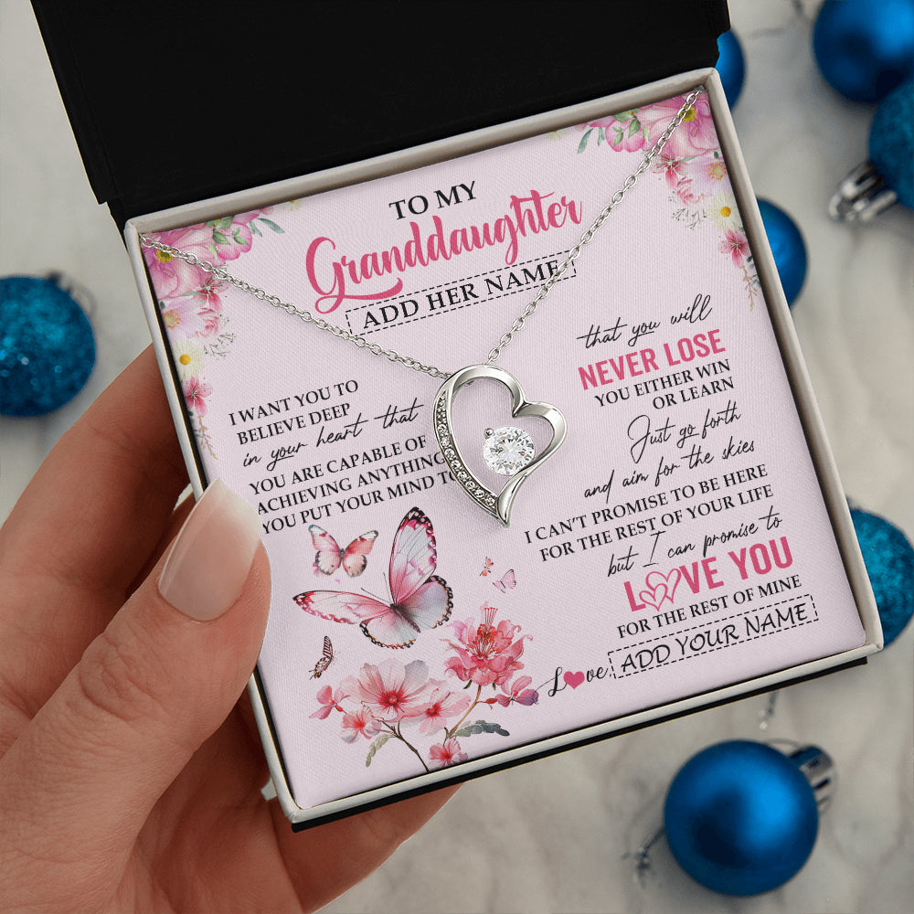 Personalized To My Granddaughter Necklace From Grandma You Will Never Lose Butterfly Granddaughter Birthday Gifts Graduation Christmas Gift Box Message Card