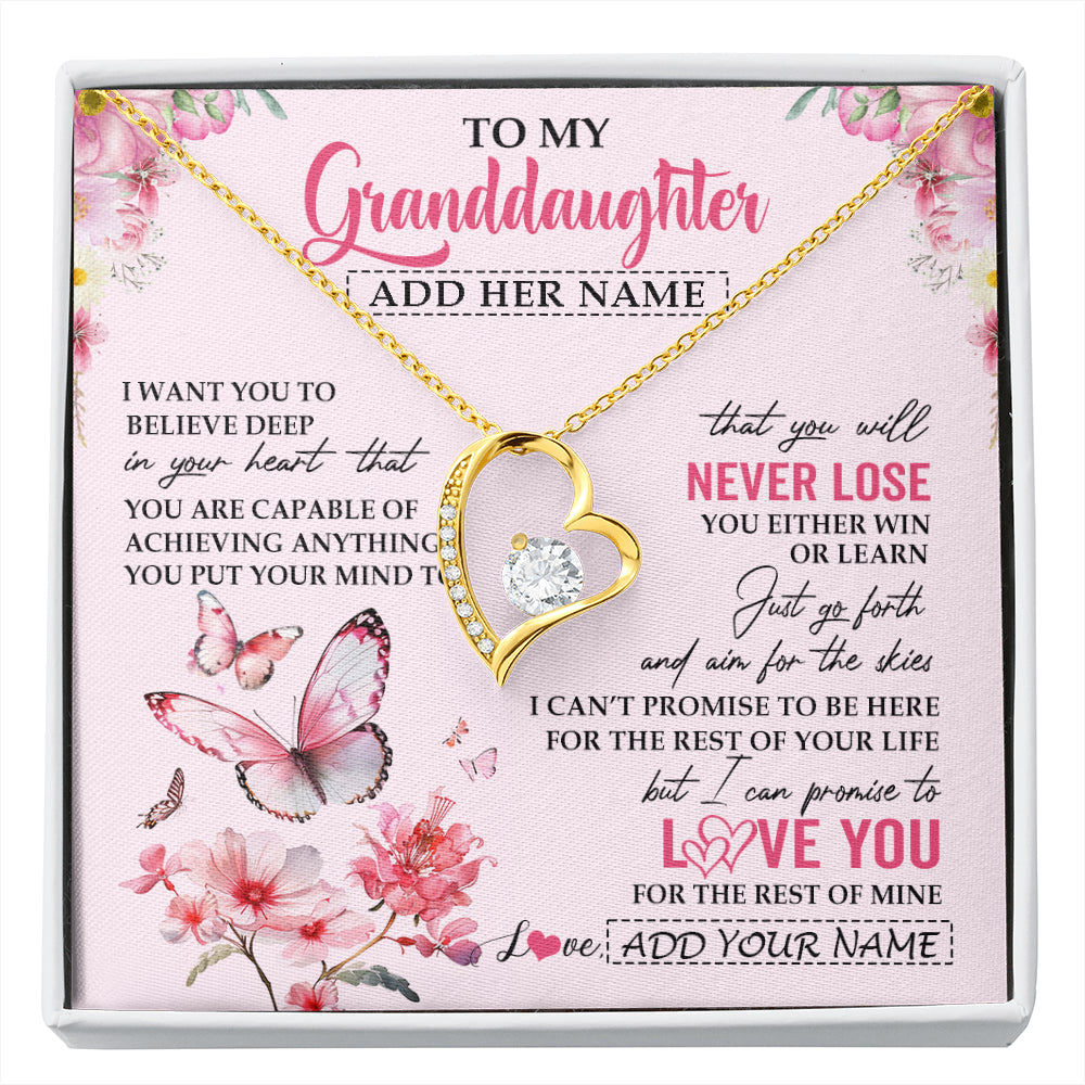 Personalized To My Granddaughter Necklace From Grandma You Will Never Lose Butterfly Granddaughter Birthday Gifts Graduation Christmas Gift Box Message Card