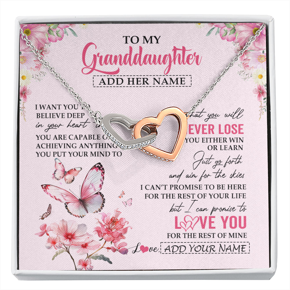 Personalized To My Granddaughter Necklace From Grandma You Will Never Lose Butterfly Granddaughter Birthday Gifts Graduation Christmas Gift Box Message Card