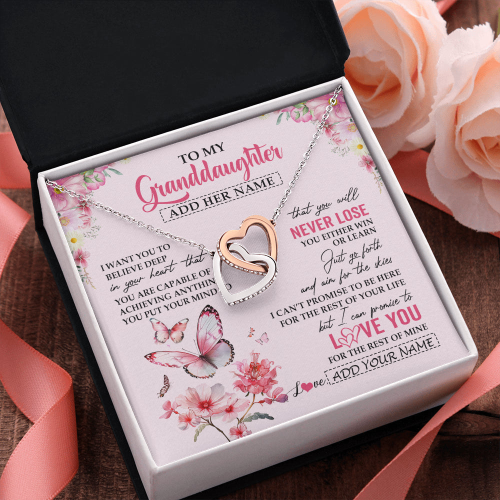 Personalized To My Granddaughter Necklace From Grandma You Will Never Lose Butterfly Granddaughter Birthday Gifts Graduation Christmas Gift Box Message Card