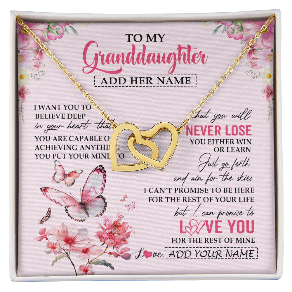 Personalized To My Granddaughter Necklace From Grandma You Will Never Lose Butterfly Granddaughter Birthday Gifts Graduation Christmas Gift Box Message Card