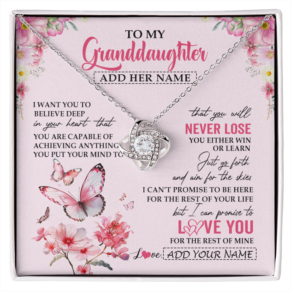 Personalized To My Granddaughter Necklace From Grandma You Will Never Lose Butterfly Granddaughter Birthday Gifts Graduation Christmas Gift Box Message Card