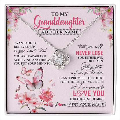 Personalized To My Granddaughter Necklace From Grandma You Will Never Lose Butterfly Granddaughter Birthday Gifts Graduation Christmas Gift Box Message Card