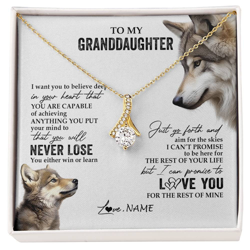 Personalized To My Granddaughter Necklace From Grandma You Will Never Lose Wolf Granddaughter Birthday Graduation Christmas Customized Gift Box Message Card