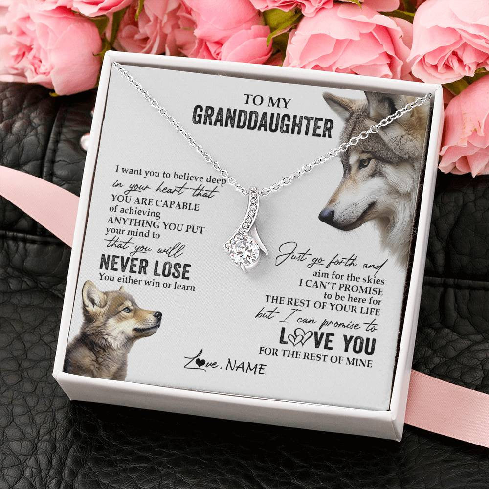 Personalized To My Granddaughter Necklace From Grandma You Will Never Lose Wolf Granddaughter Birthday Graduation Christmas Customized Gift Box Message Card