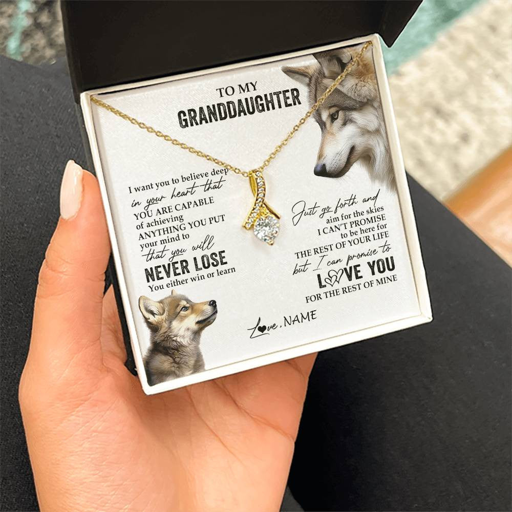 Personalized To My Granddaughter Necklace From Grandma You Will Never Lose Wolf Granddaughter Birthday Graduation Christmas Customized Gift Box Message Card