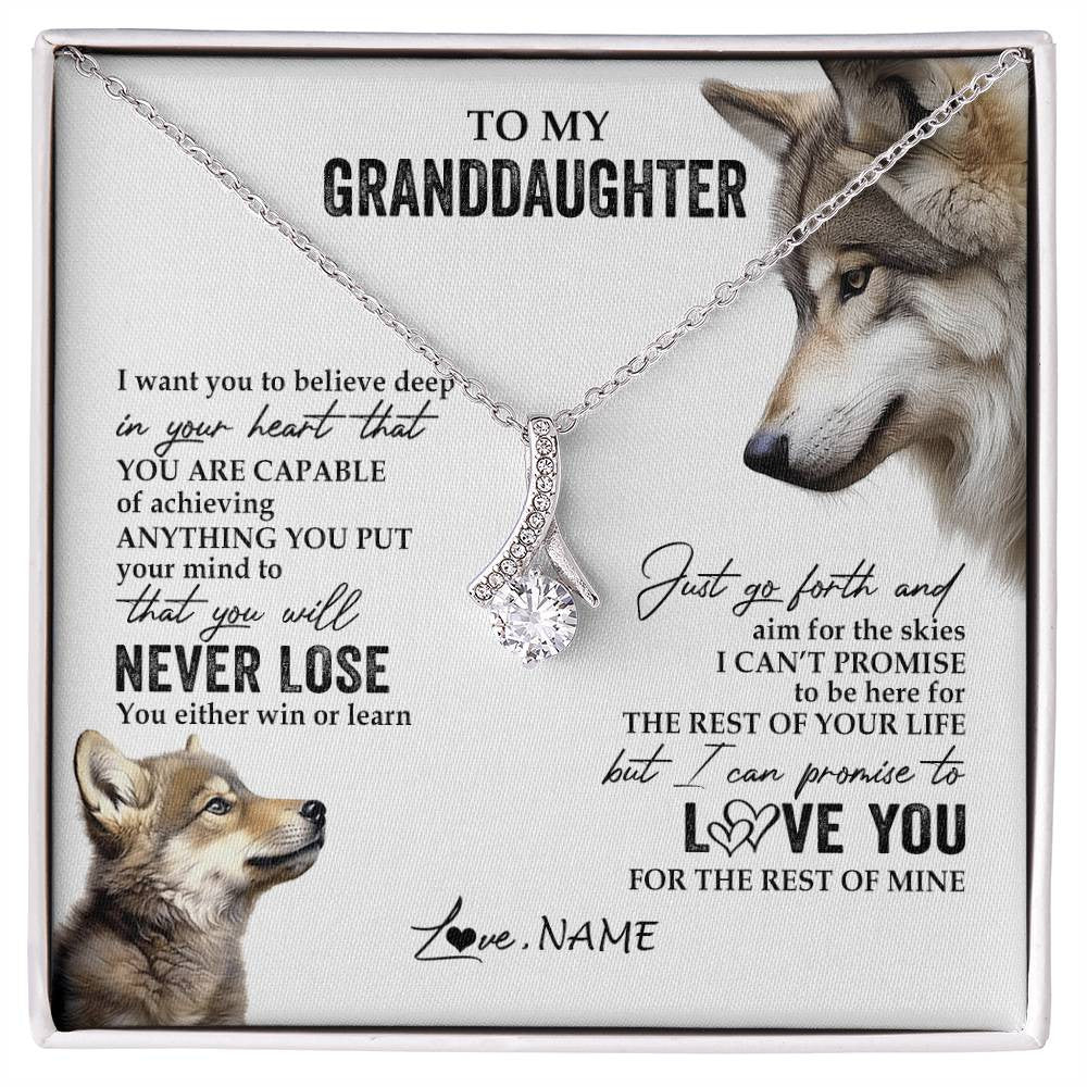 Personalized To My Granddaughter Necklace From Grandma You Will Never Lose Wolf Granddaughter Birthday Graduation Christmas Customized Gift Box Message Card
