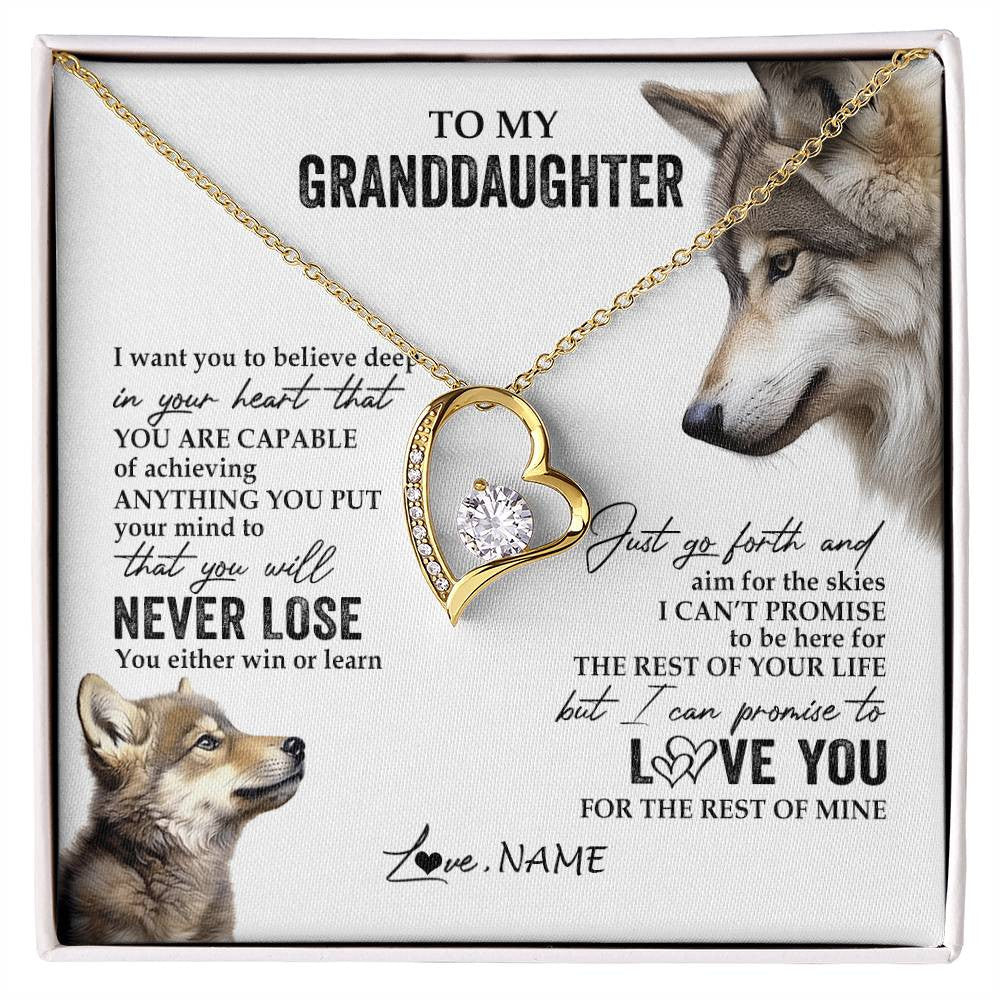 Personalized To My Granddaughter Necklace From Grandma You Will Never Lose Wolf Granddaughter Birthday Graduation Christmas Customized Gift Box Message Card