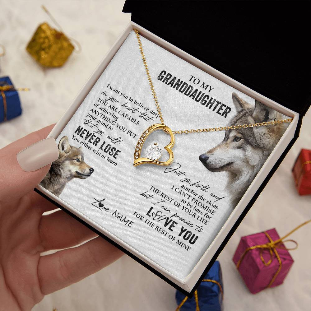 Personalized To My Granddaughter Necklace From Grandma You Will Never Lose Wolf Granddaughter Birthday Graduation Christmas Customized Gift Box Message Card