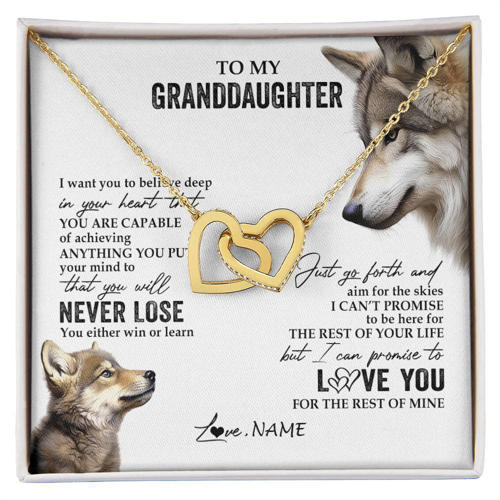 Personalized To My Granddaughter Necklace From Grandma You Will Never Lose Wolf Granddaughter Birthday Graduation Christmas Customized Gift Box Message Card