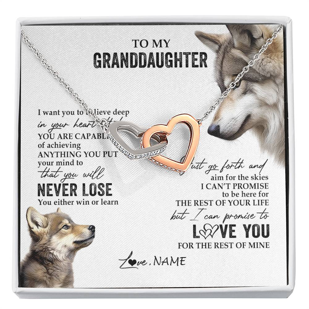 Personalized To My Granddaughter Necklace From Grandma You Will Never Lose Wolf Granddaughter Birthday Graduation Christmas Customized Gift Box Message Card